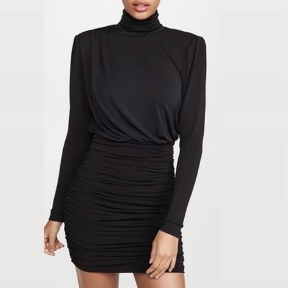 NWT Cinq a Sept Isla mock-neck ruched long sleeve mini dress. 🖤